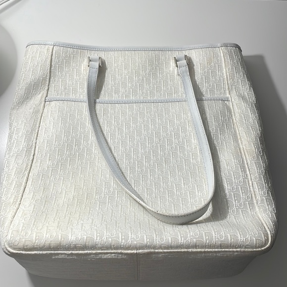 Authentic Vintage 2000’s Christian Dior White Canvas Trotter Tote - Picture 1 of 9